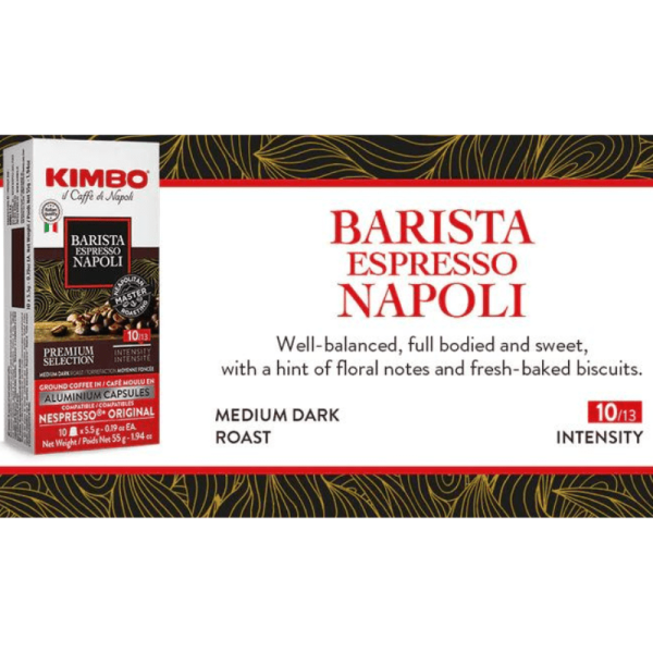 Kimbo Nespresso Compatible Barista Espresso Napoli Aluminum Capsules, 10 Count Supply