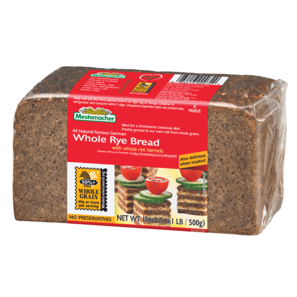 Mestemacher Whole Rye Bread, 17.6 oz Supply