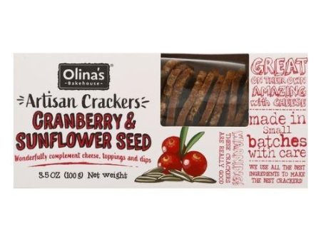 Olina s Bakehouse Cranberry & Sunflower Artisan Cracker, 3.5 oz Online