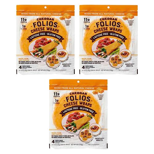 Folios All Natural Cheddar Cheese Wraps, 6 oz [Pack of 3] Cheap