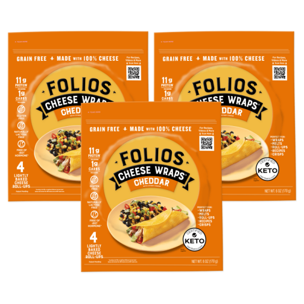 Folios All Natural Cheddar Cheese Wraps, 6 oz [Pack of 3] Cheap