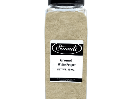 Sanniti Ground White Pepper, 18 oz Supply