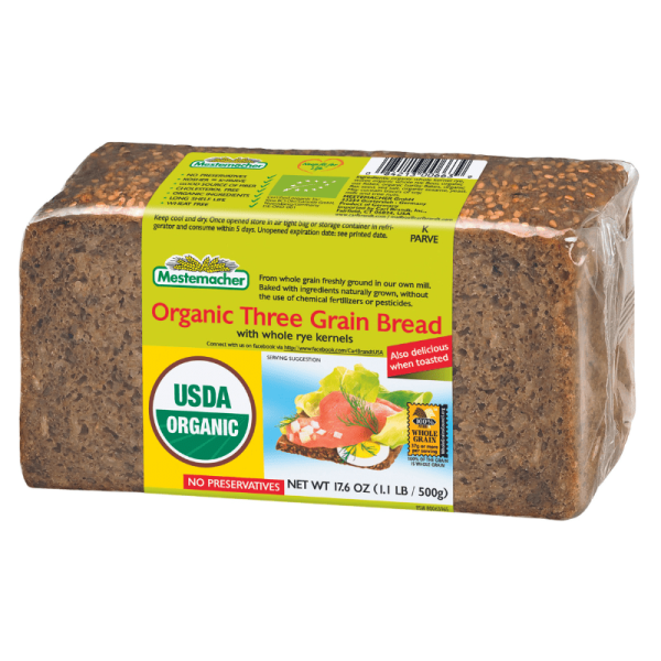 Mestemacher Organic Three Grain Bread, 17.6 oz For Discount