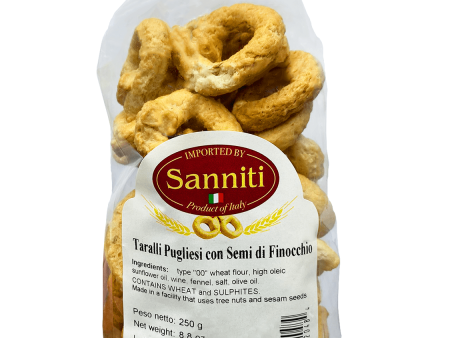 Sanniti Taralli Fennel Finocchio, 8.8 oz For Sale